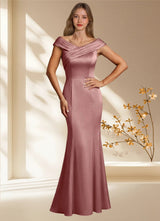 Augday Aberdeen Sheath Pleated Stretch Satin Dress