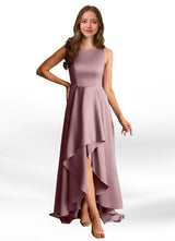Augday Niles A-Line Trains Stretch Satin Dress