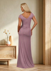 Augday Roya Mermaid V-Neck Pleated Mesh Dress