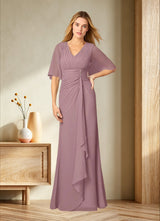 Augday Carson A-Line V-Neck Lace Chiffon Dress