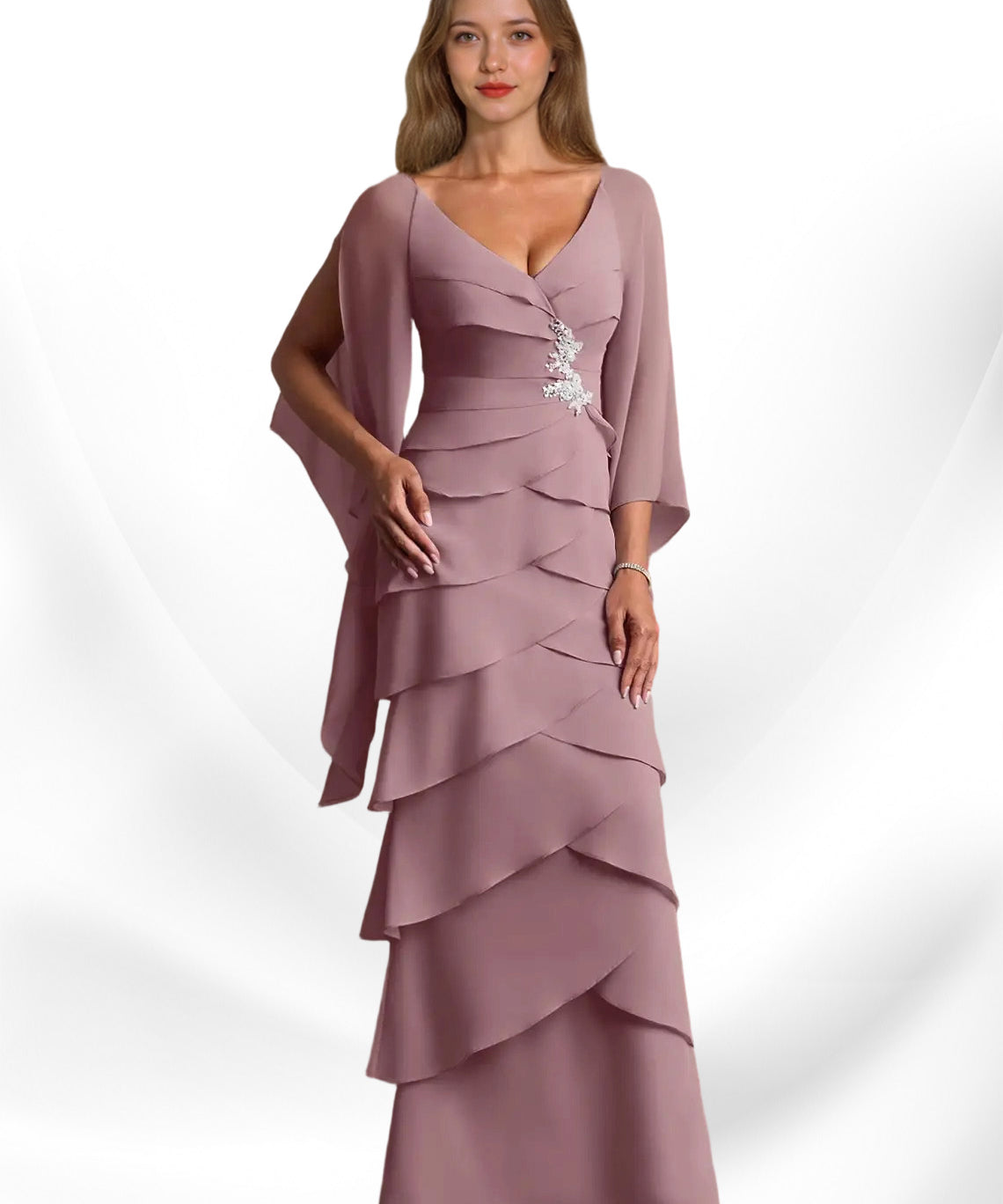 Augday Arabinda Sheath Ruched Chiffon Dress