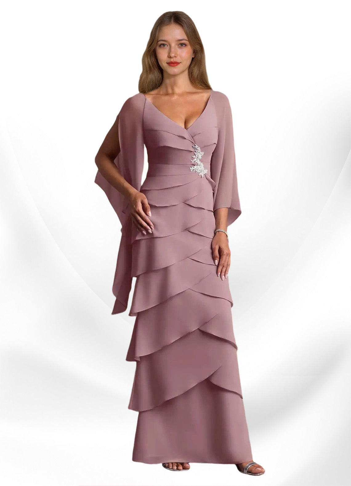 Augday Arabinda Sheath Ruched Chiffon Dress
