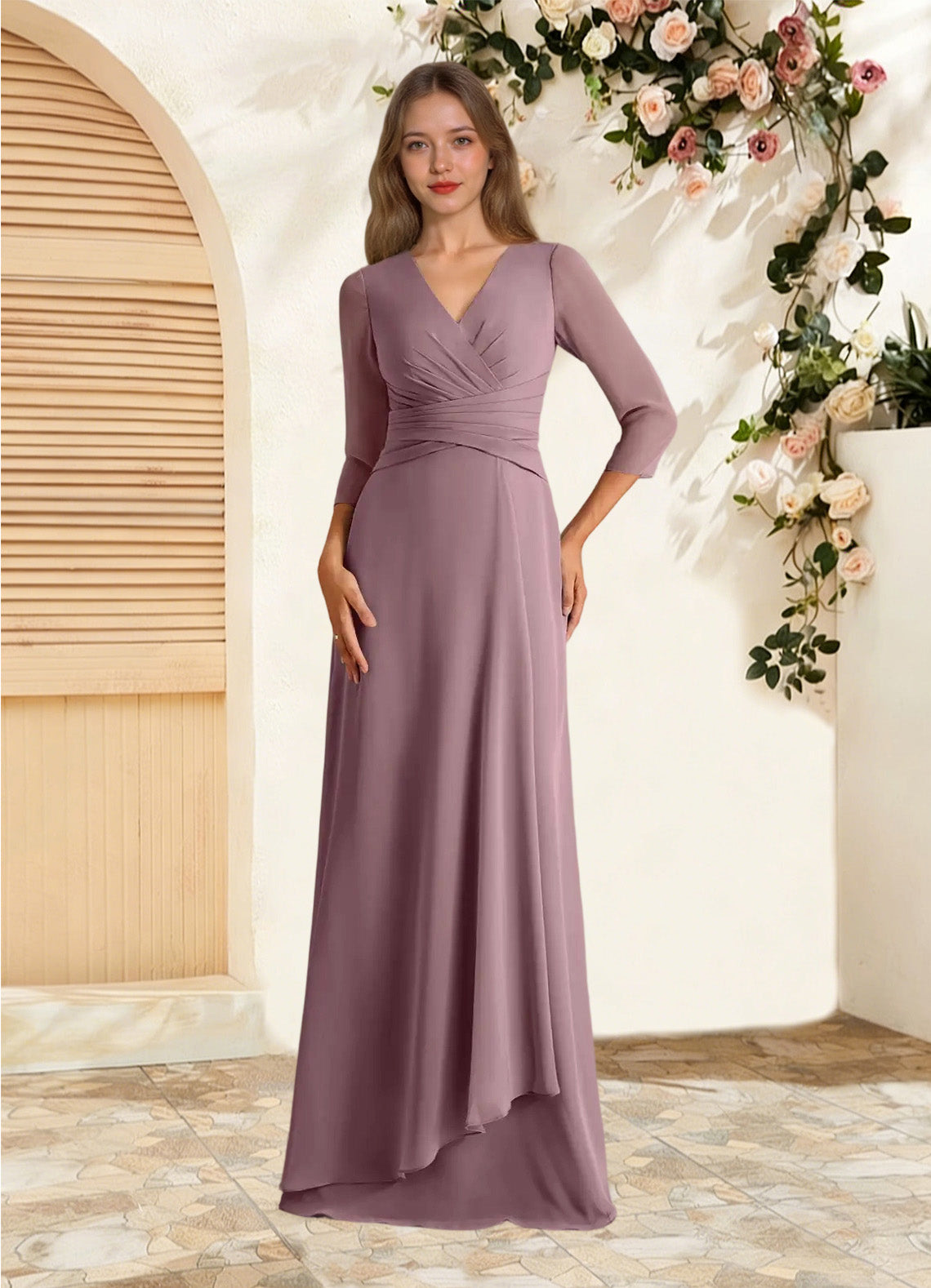 Augday Mayfield A-Line Pleated Chiffon Dress