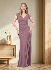 Augday Roya Mermaid V-Neck Pleated Mesh Dress
