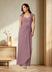 Augday Birdie A-Line Queen Anne Sequins Chiffon Dress