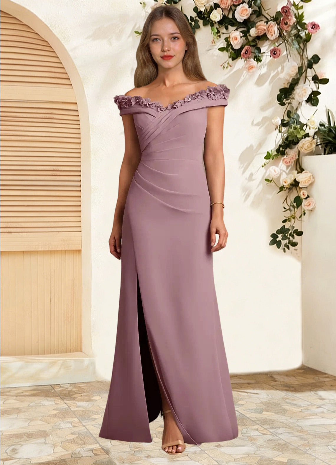 Augday Jettie Sheath Pleated Chiffon Dress