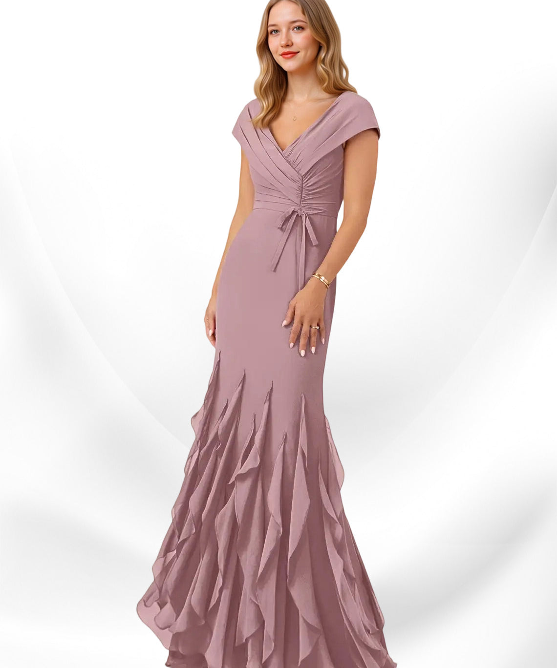 Augday Bailora Mermaid Ruched Chiffon Dress