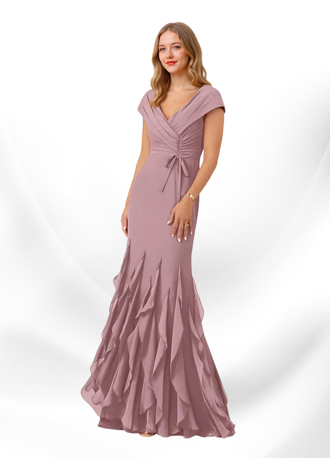 Augday Bailora Mermaid Ruched Chiffon Dress