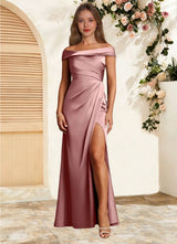 Augday Bedford Sheath Pleated Stretch Satin Dress
