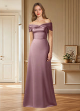 Augday Amelia A-Line Off the Shoulder Stretch Satin Dress