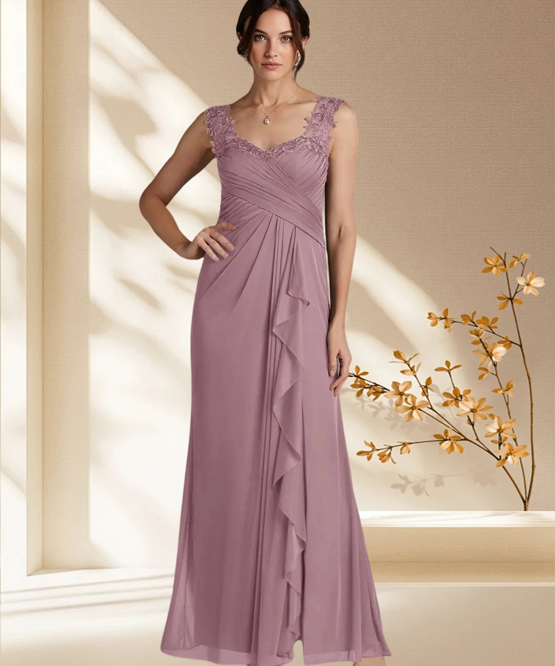 Augday Edelin A-Line Sweetheart Neckline Pleated Mesh Dress