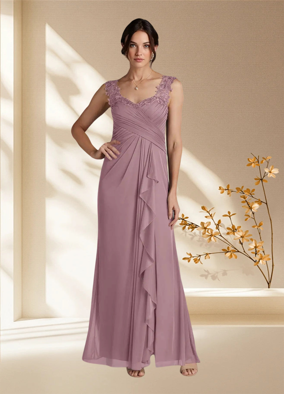 Augday Edelin A-Line Sweetheart Neckline Pleated Mesh Dress