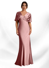 Augday Dosia Sheath Pleated Stretch Satin Dress