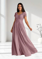 Augday Dunja A-Line V-Neck Lace Chiffon Dress