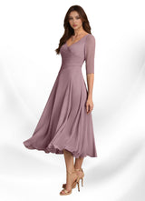 Augay Durant A-Line Pleated Chiffon Dress