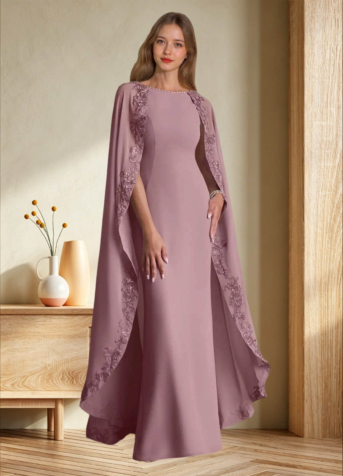 Augday Artemisia Sheath Lace Chiffon Dress