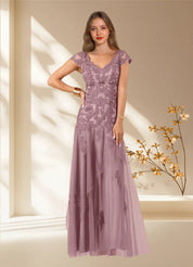 Augday Romy Mermaid V-Neck Sequins Tulle Dress