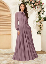 Augday Adellah A-Line Pleated Chiffon Dress