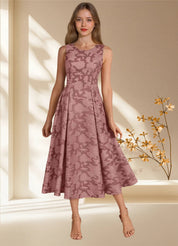 Augday Fulton A-Line Pleated Floral Burnout Dress