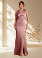 Augday Rilda Sheath Lace Stretch Satin Dress