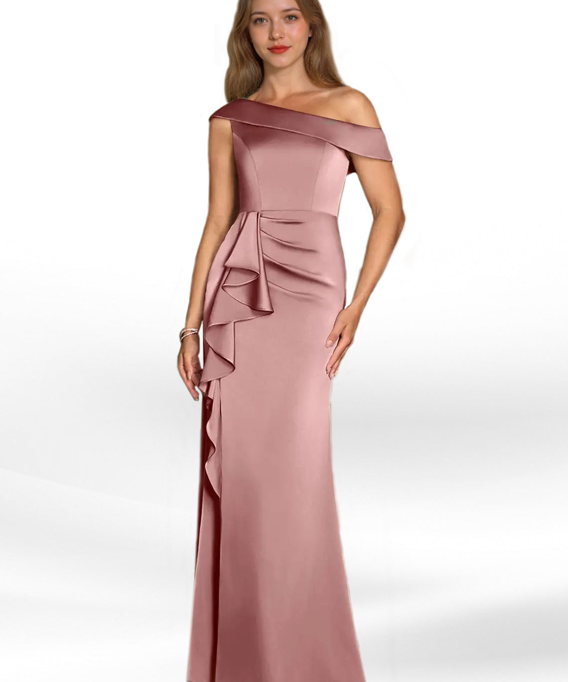 Augday Hamptons A-Line Pleated Stretch Satin Dress