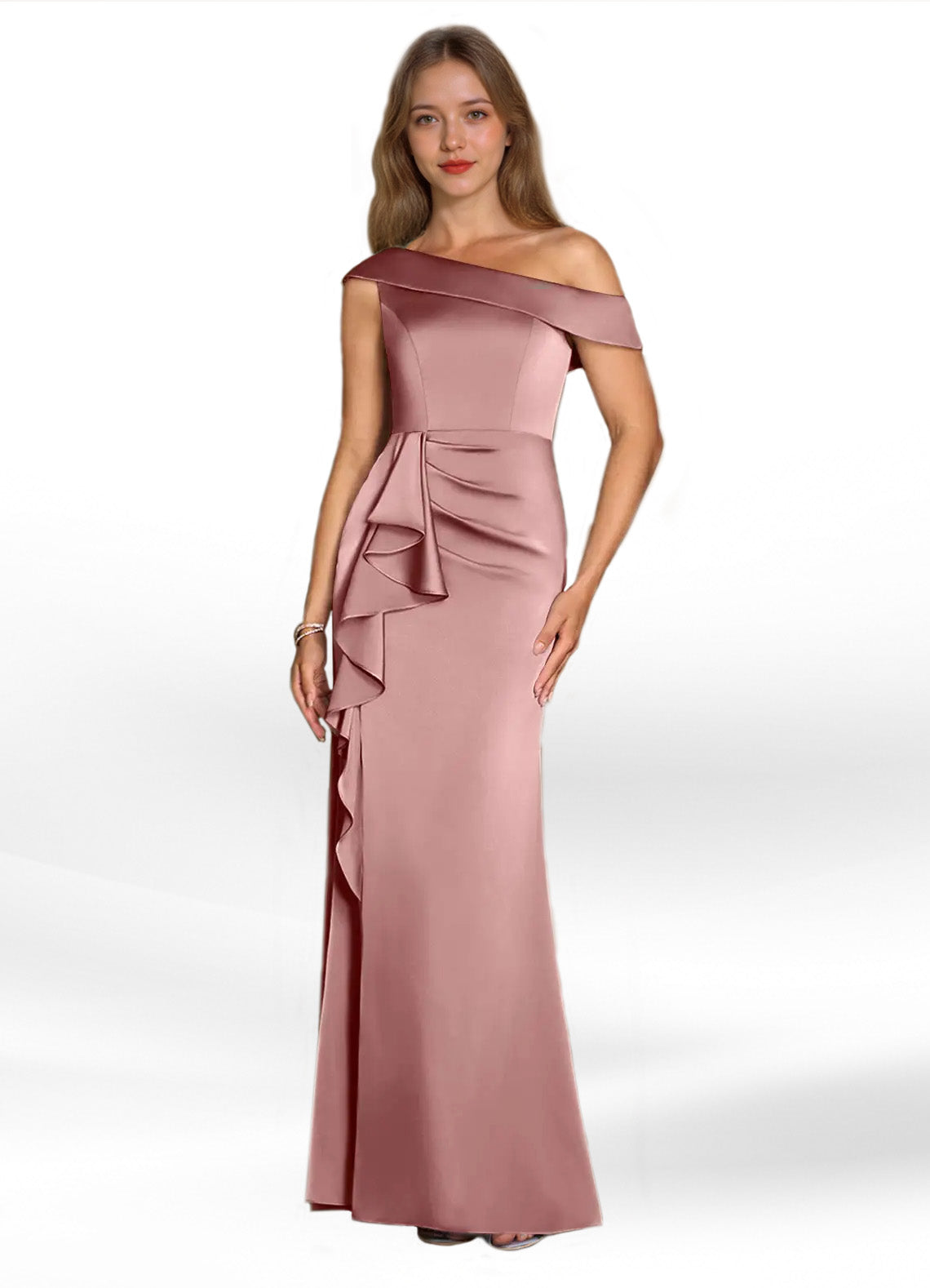 Augday Hamptons A-Line Pleated Stretch Satin Dress