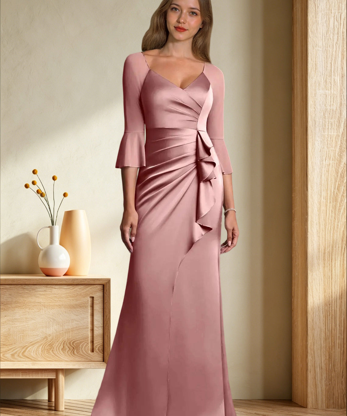 Augday Nampa Sheath Pleated Mesh Dress