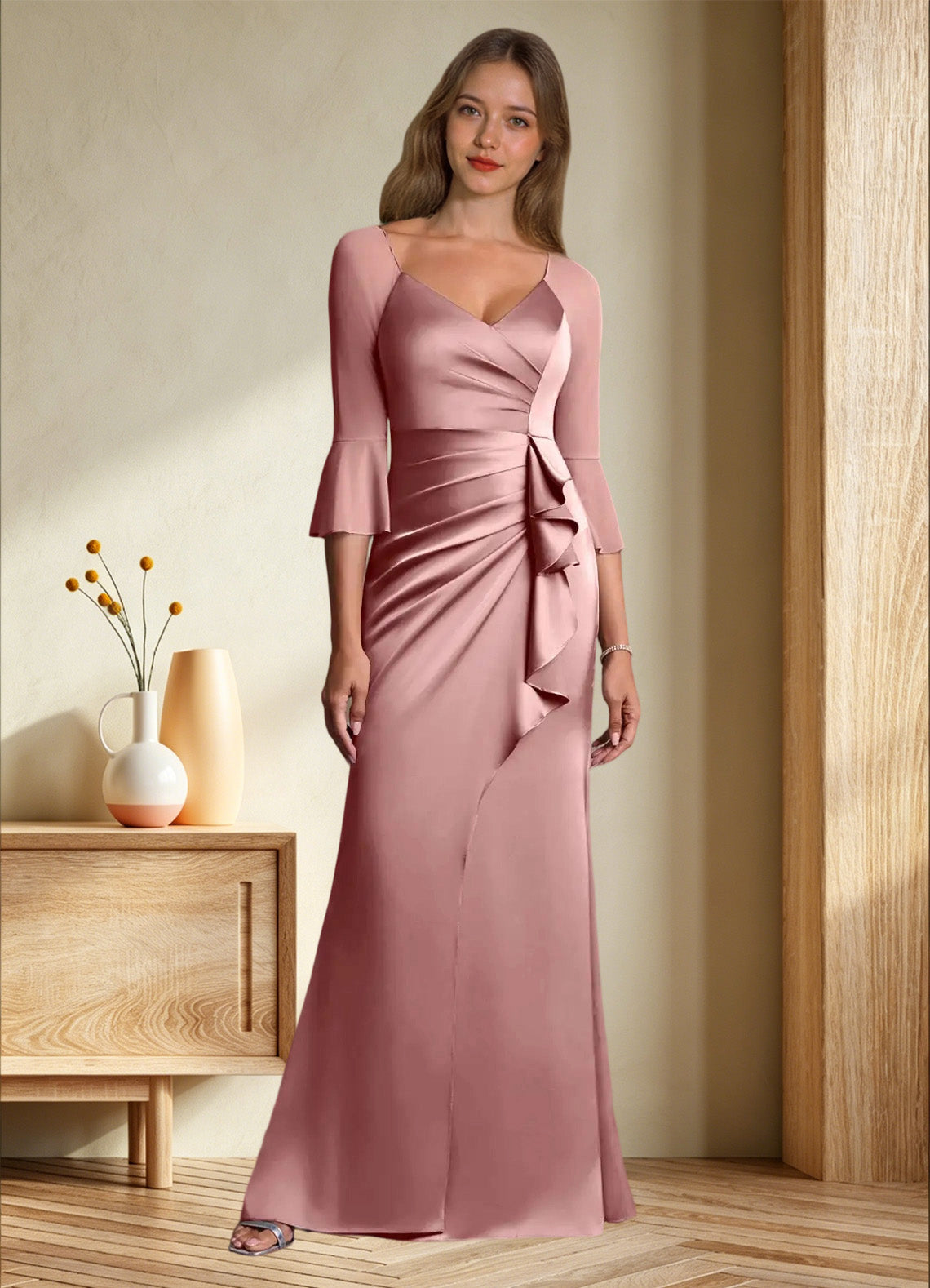 Augday Nampa Sheath Pleated Mesh Dress