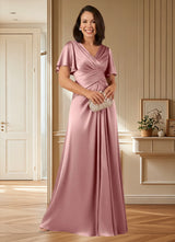 Augday Emmeline A-Line Pleated Stretch Satin Dress