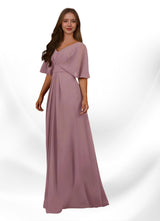 Augday Oksana A-Line V-Neck Pleated Chiffon Dress