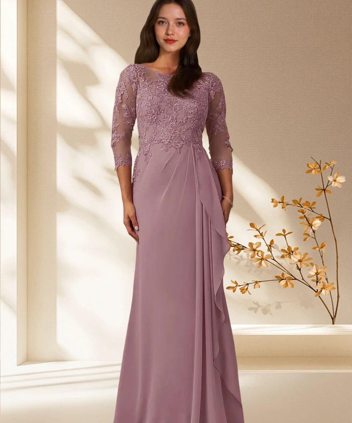 Augday Calanthe A-Line Scoop Chiffon Dress