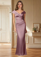 Augday Ludlow Mermaid Pleated Stretch Satin Dress