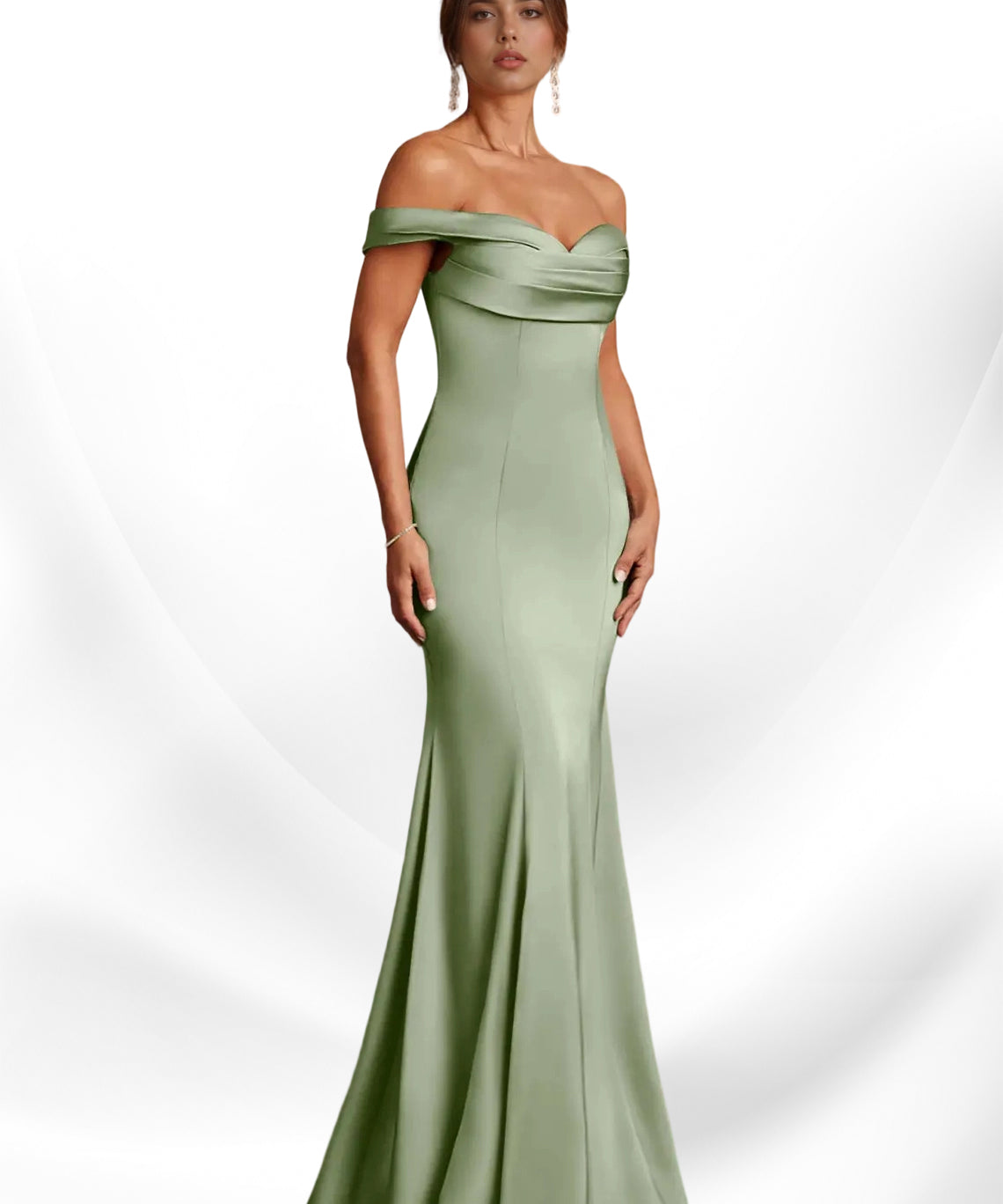 Augday  Mermaid Off the Shoulder Stretch Satin Dress