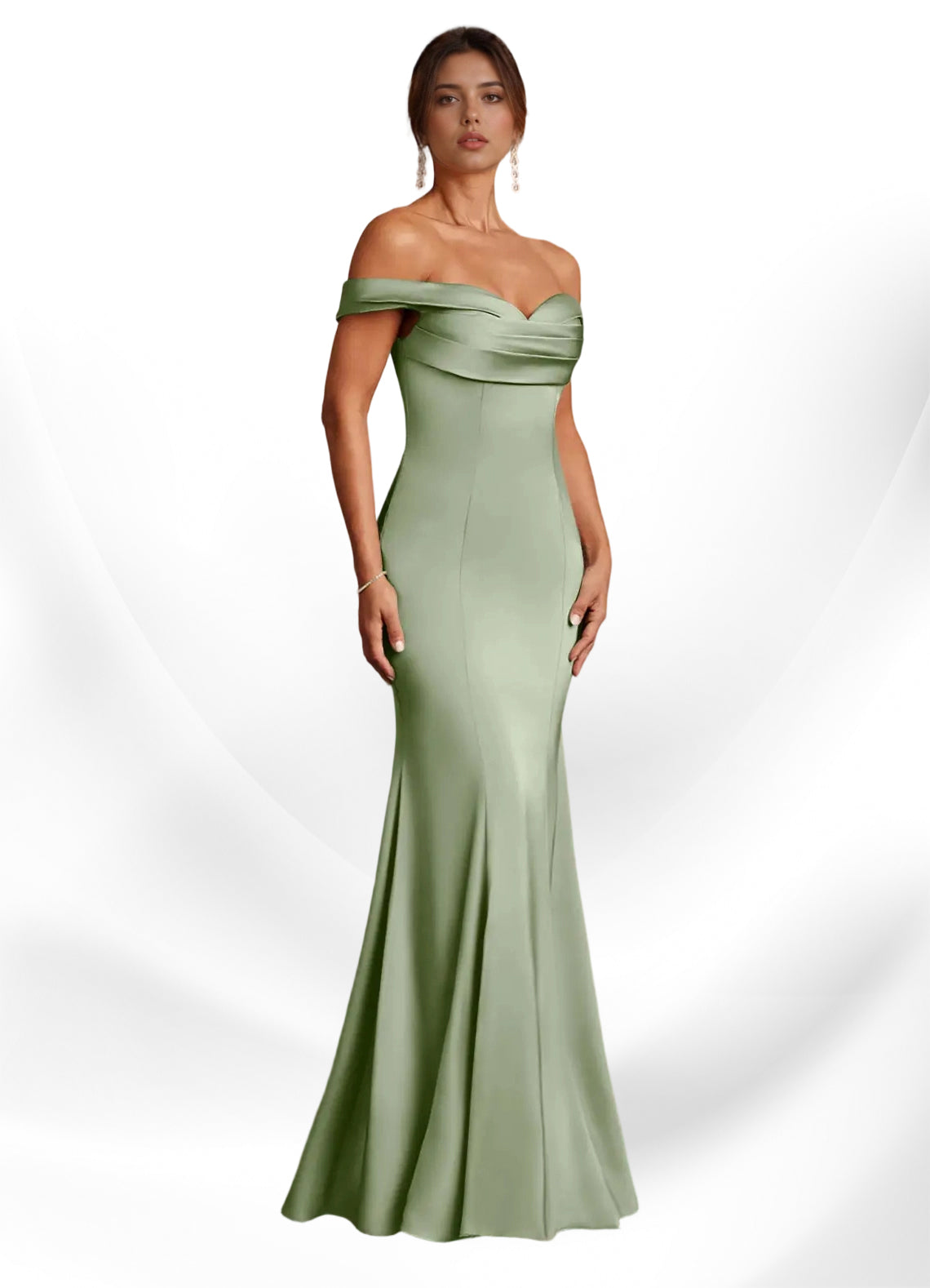 Augday  Mermaid Off the Shoulder Stretch Satin Dress