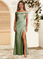 Augday Bedford Sheath Pleated Stretch Satin Dress