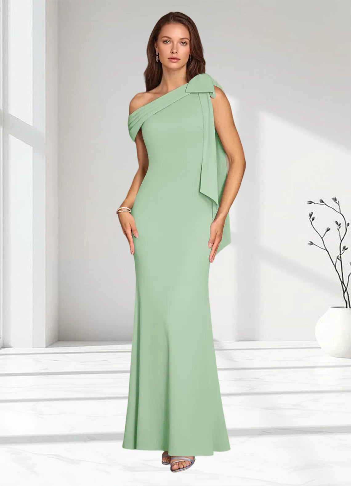 Augday Myers Mermaid Pleated Stretch Crepe Dress