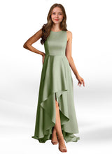 Augday Niles A-Line Trains Stretch Satin Dress
