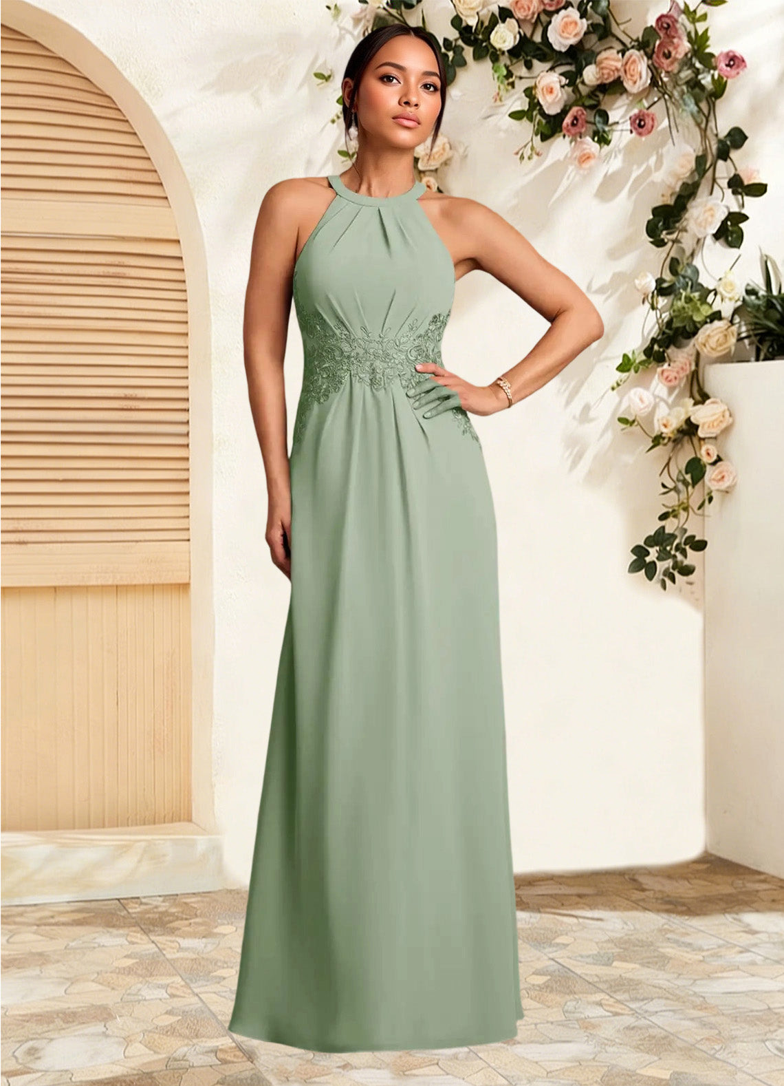 Augday Georgie A-Line Lace Chiffon Dress