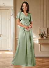 Augday Emmeline A-Line Pleated Stretch Satin Dress