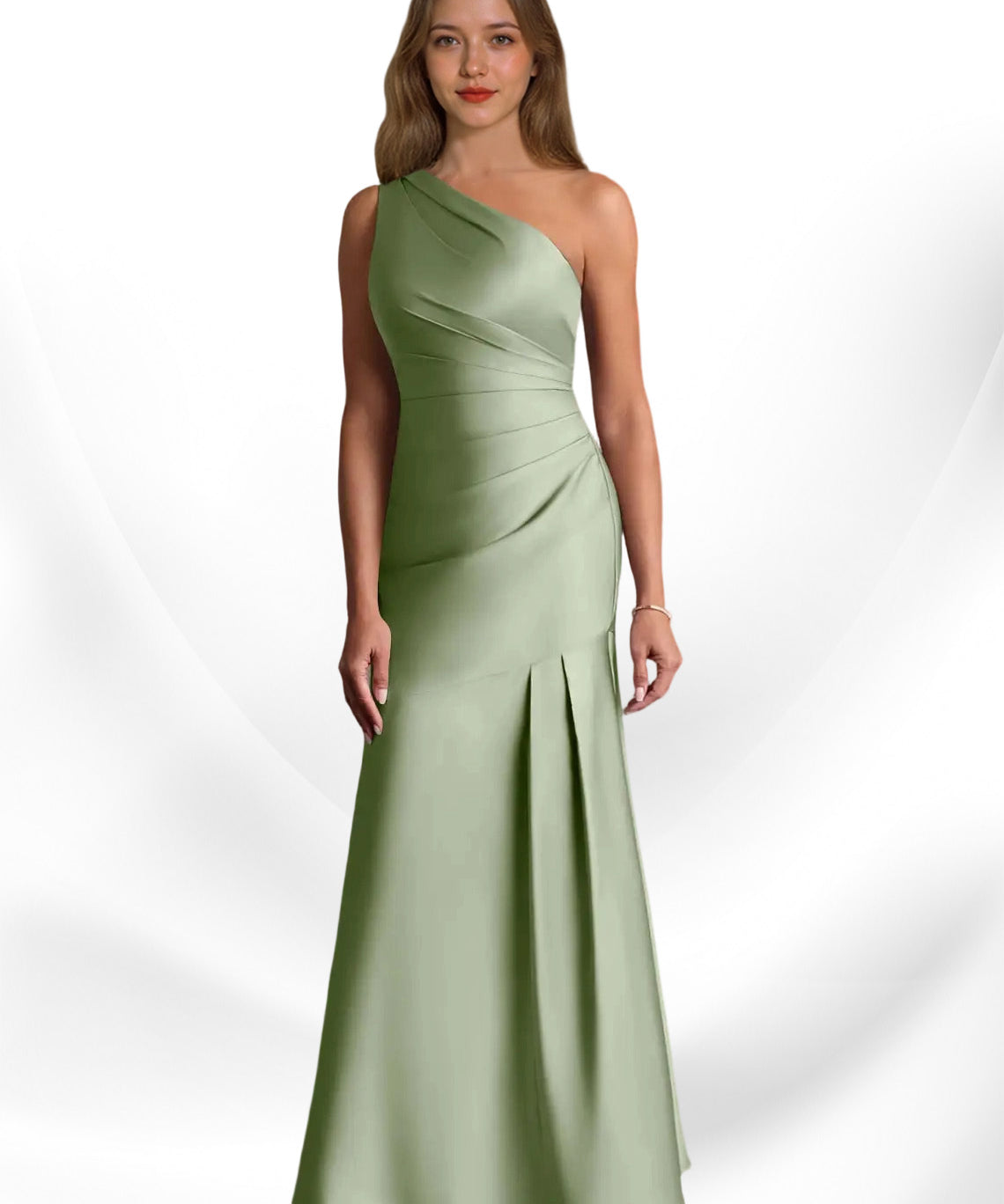Augday Haifa Mermaid One Shoulder Stretch Satin Dress