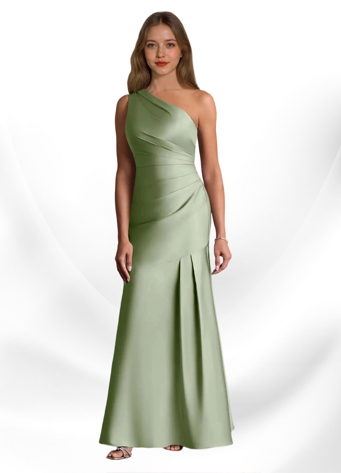 Augday Haifa Mermaid One Shoulder Stretch Satin Dress