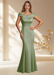 Augday Aberdeen Sheath Pleated Stretch Satin Dress