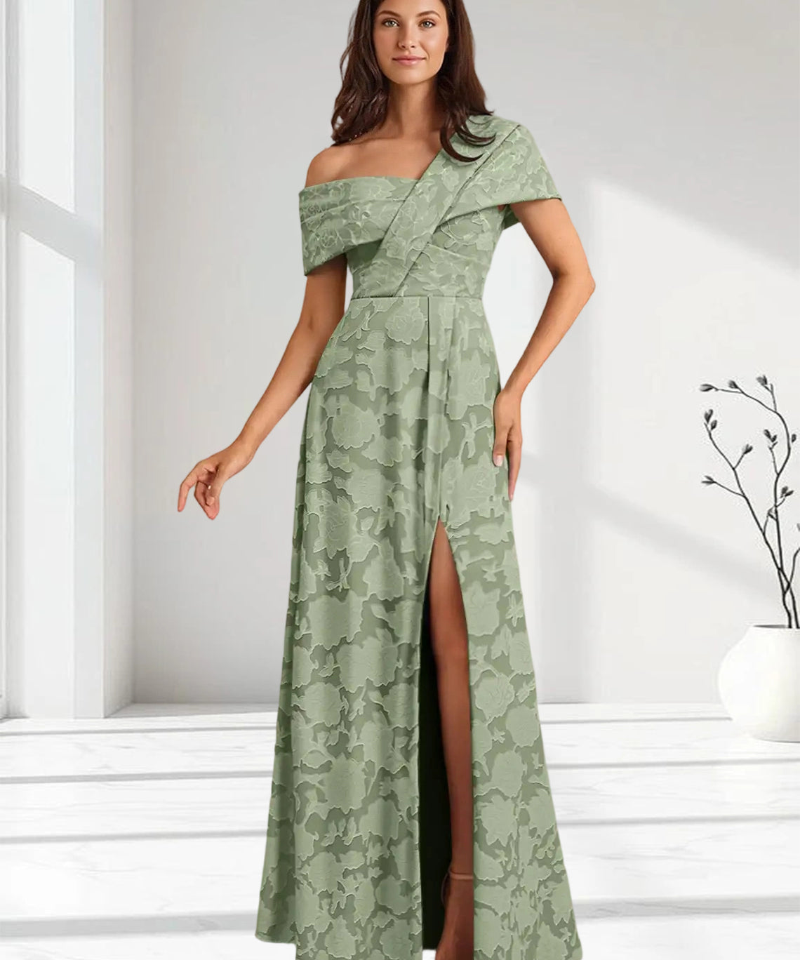 Augday Milton Milton A-Line Pleated Floral Burnout Dress