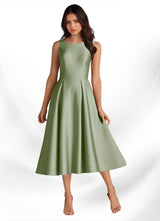Augday Fulton A-Line Pleated Stretch Satin Dress