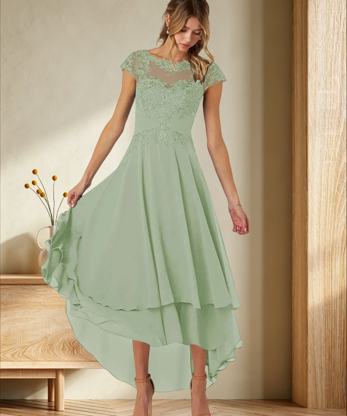 Augday Shonda Lace Chiffon Dress