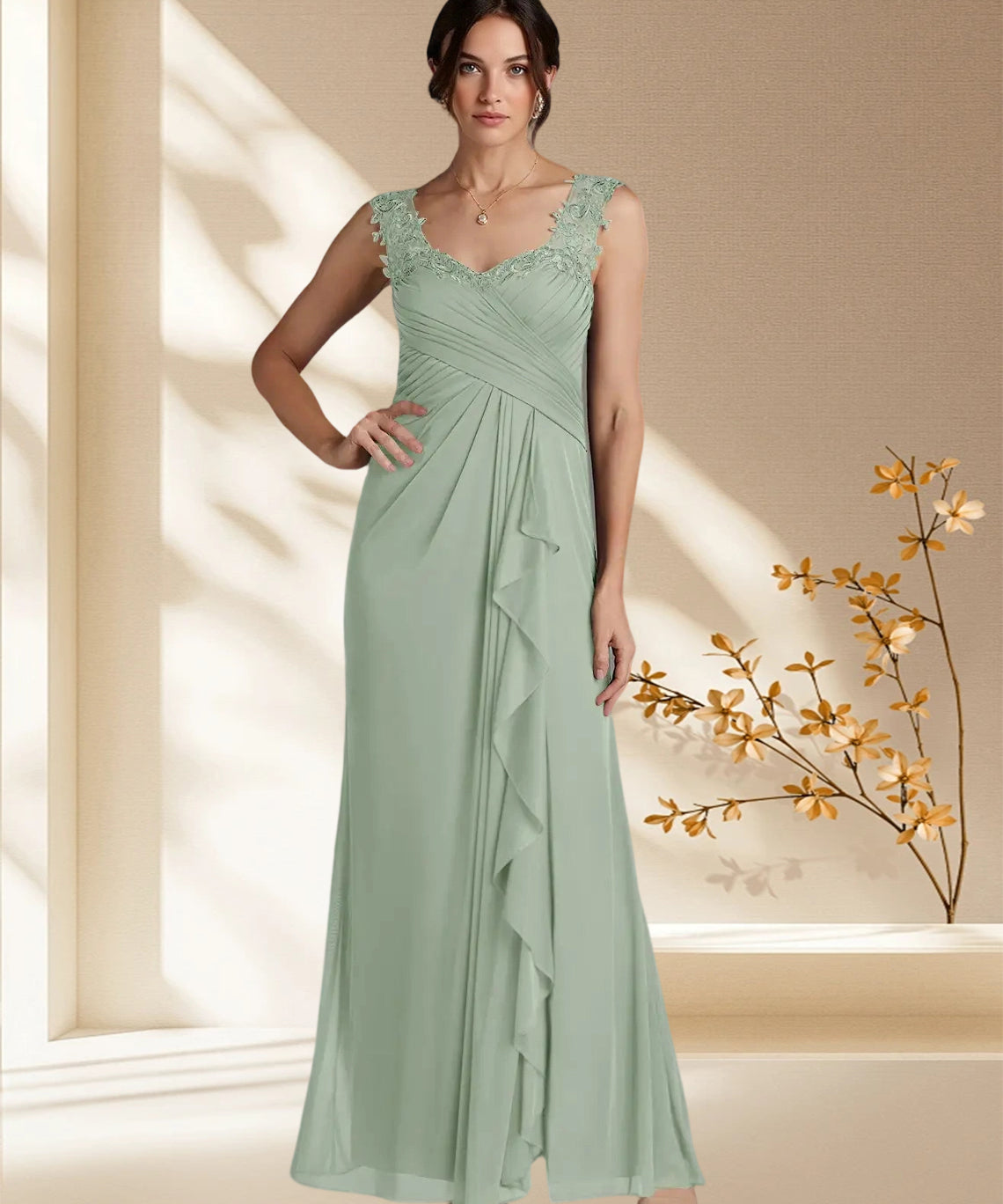Augday Edelin A-Line Sweetheart Neckline Pleated Mesh Dress