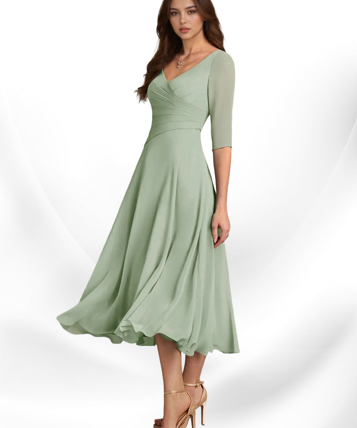 Augay Durant A-Line Pleated Chiffon Dress
