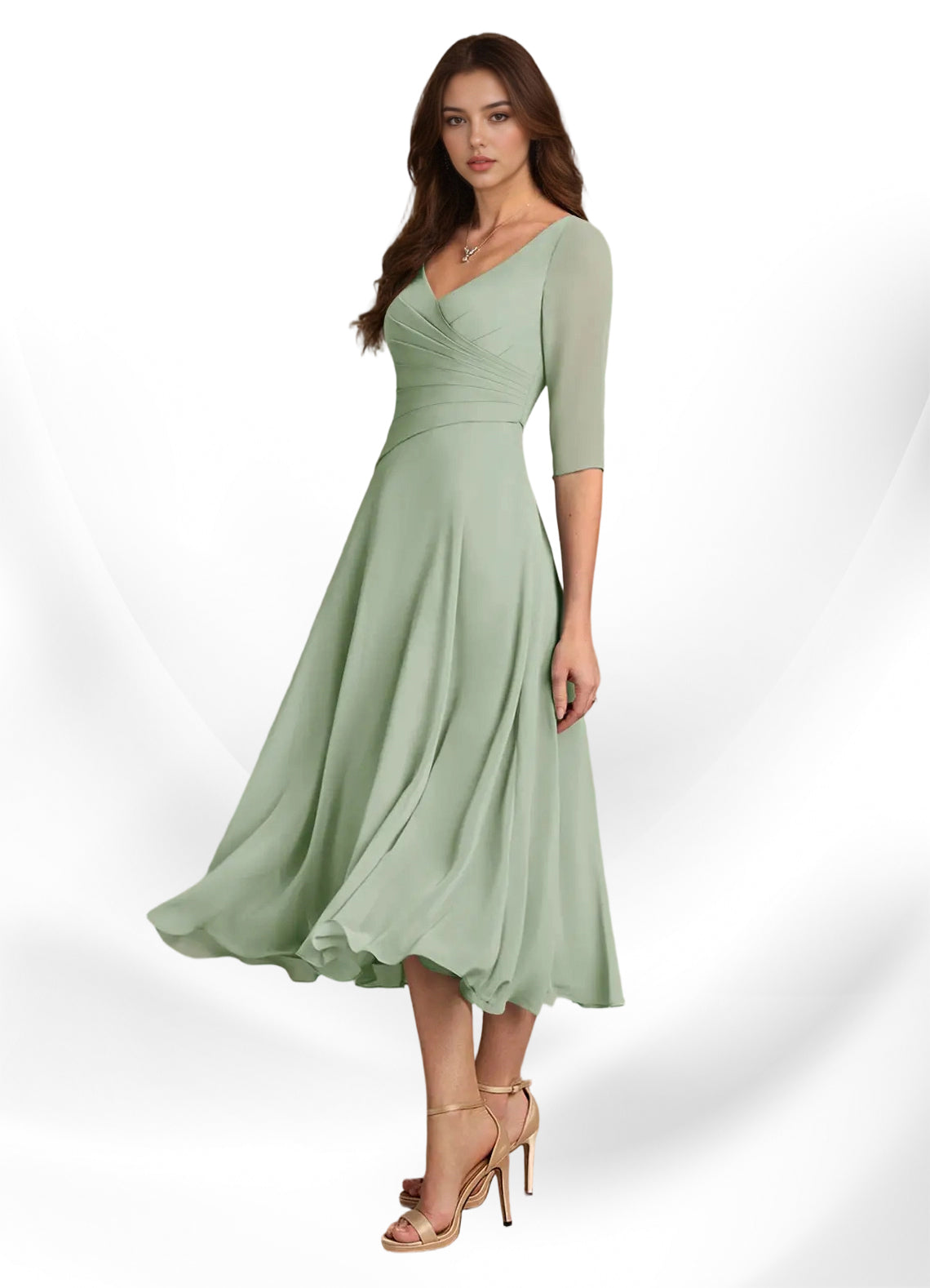Augay Durant A-Line Pleated Chiffon Dress