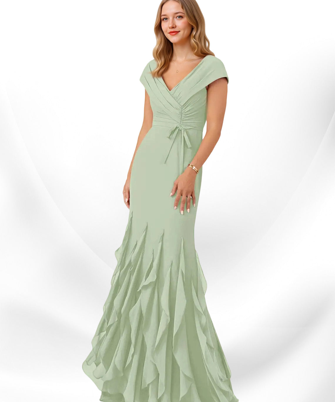 Augday Bailora Mermaid Ruched Chiffon Dress