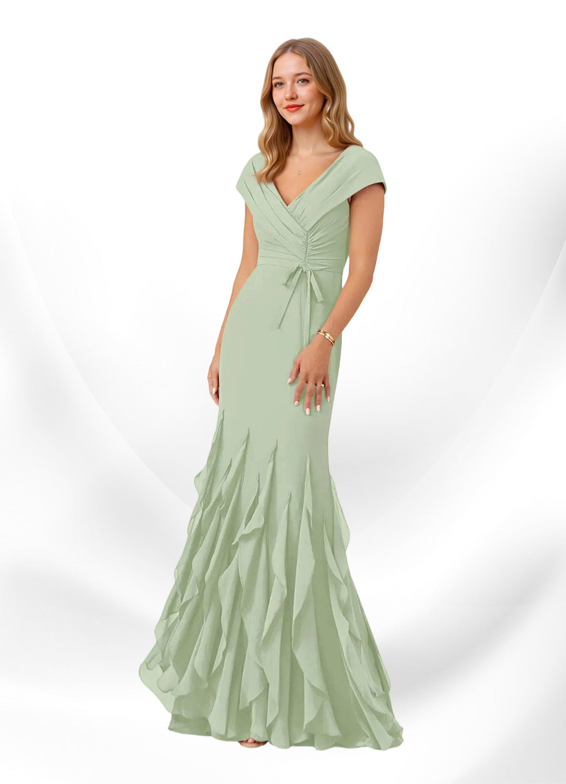 Augday Bailora Mermaid Ruched Chiffon Dress